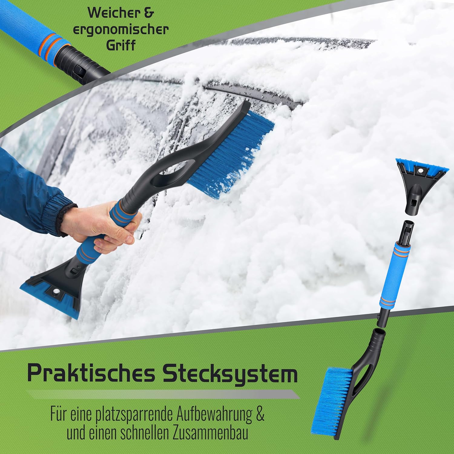 Eiskratzer Mit Bürste, Lackschonend, 2-in-1, Eisbrecher, Scheibenkratzer, Enteiser, Schneekratzer, Winterauto-zubehör