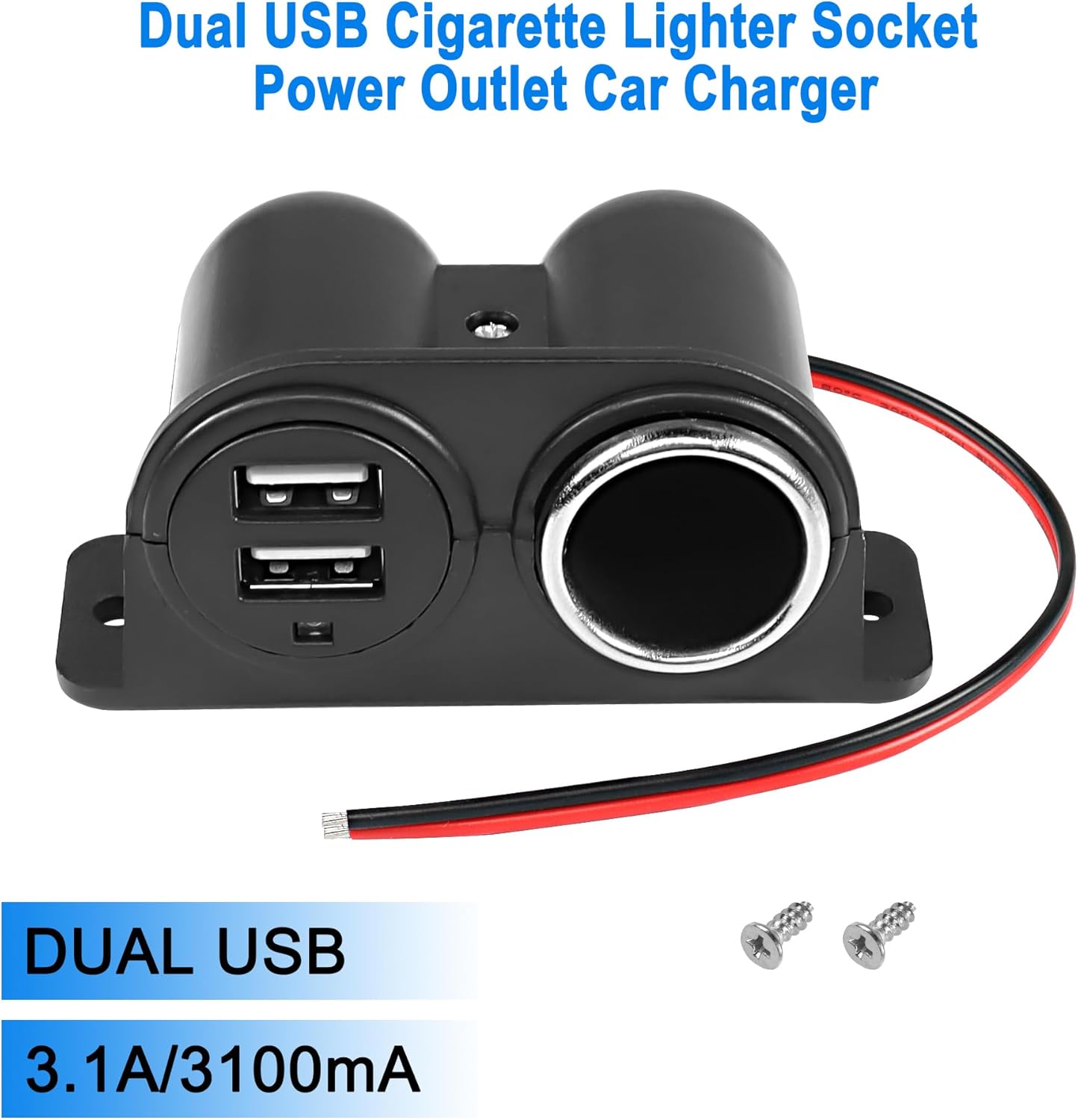 Kfz-ladegerät Mit Zwei Usb-anschlüssen Und Zigarettenanzünderstecker, 3,1 A, 12/24 V, Ersatz-netzteil Für Pkw, Lkw Und Suv