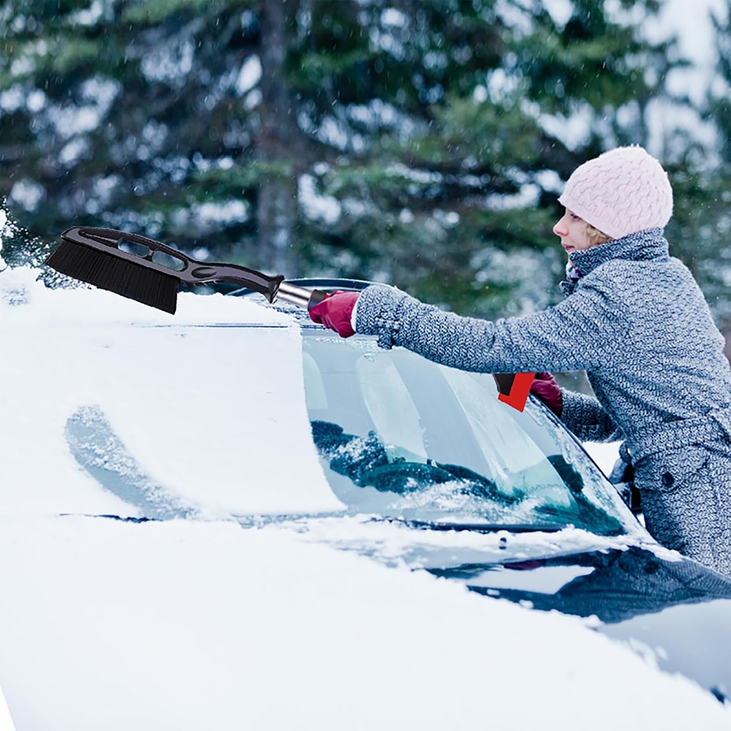 Eiskratzer Mit Bürste, 2-in-1-schneebürste, Robuster, 88 Cm Langer Teleskop-scheibenkratzer Mit Ergonomischem Schaumstoffgriff, Schneebürste Für Lkw, Pkw Und Suvs