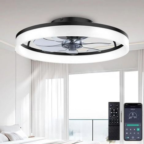 50 Cm Deckenventilator Mit Beleuchtung Und Fernbedienung. Deckenventilator Mit 7 Flügeln In Doppelfinish, 6 Geschwindigkeiten, Leise, Reversibler Dc-motor, Ideal Für Schlafzimmer, Wohnzimmer Oder Büro