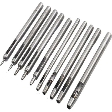 10 Stück Leder-ausstechformen, Hohlstanzen Aus Stahl, Runde Set Lochwerkzeuge Für Uhrenarmbänder Und Gürtel 0,5mm-5mm