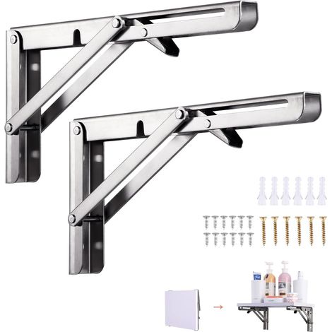 Klappbare Winkelhalterung 200 Mm, 2 Stück Edelstahl-konsole, Faltbare Regalträger Mit Hoher Tragkraft, Ausziehbare Wandkonsolen Für Garage, Küche Und Schlafzimmer.