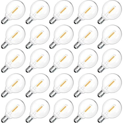 25 Led-außenampoules E12 G40 1w, Warmweiß 2200k, Transparente G40-led-fadenlampen, Wasserdicht Ip54, Ersatz-e12-lampen, 230v Nicht Dimmbar, Für Garten, Terrasse, Balkon, Feste