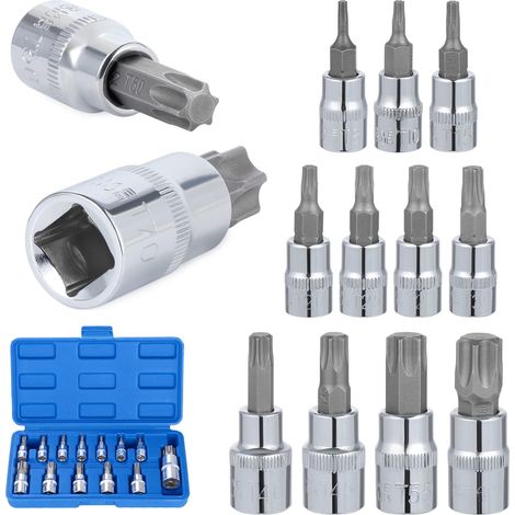 13-teiliger Torx-nuss-satz, T8–t70 Steckschlüssel-einsatz-set, Innentorx-bits, Torx-bit-stecknuss-set, Chrom-vanadium-stahl, 1/4", 3/8" Und 1/2"-antrieb