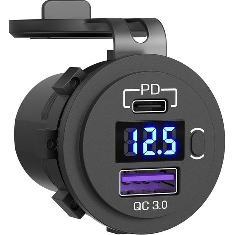 Kfz-ladesteckdose, Autosteckdose, Mit Led-voltmeter Und Schalter, Schnellladegerät Für Auto, Boot, Lkw