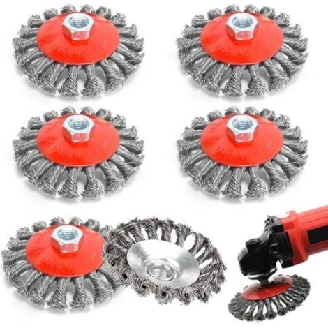 Kit Mit 6 Drahtbürsten Für Winkelschleifer, Zubehör Für Winkelschleifer M14, Flexible Drahtbürste 125 Mm Für Akkuschrauber/schlagschrauber (schleifen, Entrosten, Entgraten, Polieren