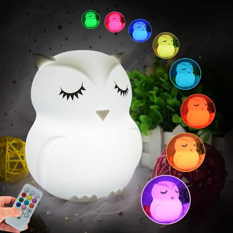 Hibou Nachttischlampe Aus Silikon Für Kinder, Dekorative Lampe Mit Farbwechsel, Beleuchtung Für Das Kinderzimmer