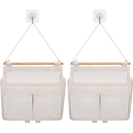 Wand-aufbewahrungstasche, 2 Stück Hänge-taschen-organisator (beige)