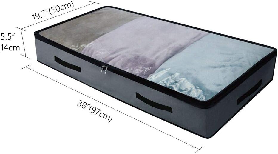 Set Mit 2 Transparenten Aufbewahrungstaschen Für Unter Das Bett, Organizer Für Schuhe Und Kleidung, 97 X 45 X 14 Cm, Oxford-gewebe & Pvc, Faltbar Und Waschbar (beige)