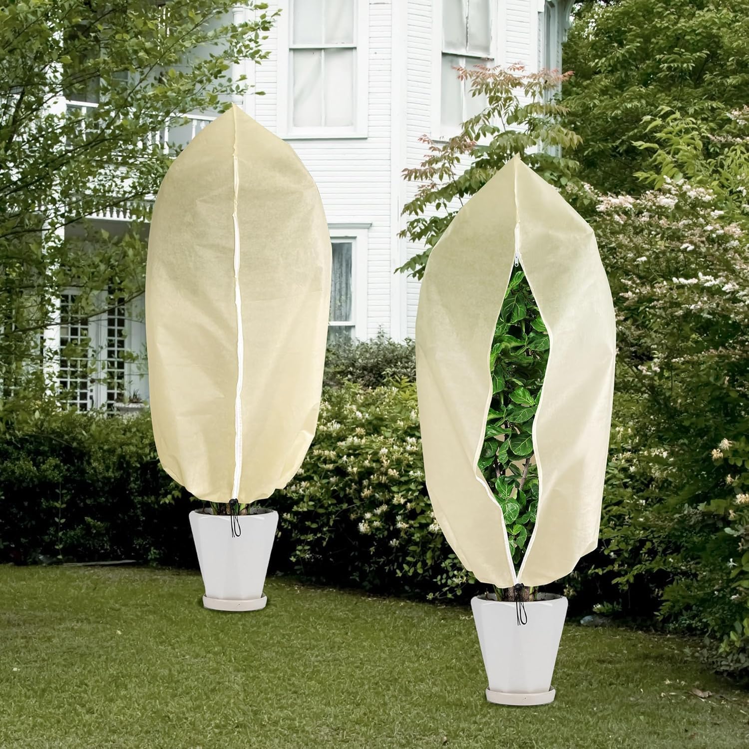 Set Mit 3 Winter-pflanzenschutzbeuteln – Große Frostschutzbeutel Für Topfpflanzen, Mit Reißverschluss Und Kordelzug, Atmungsaktiv Und Reißfest, 160 X 100 Cm