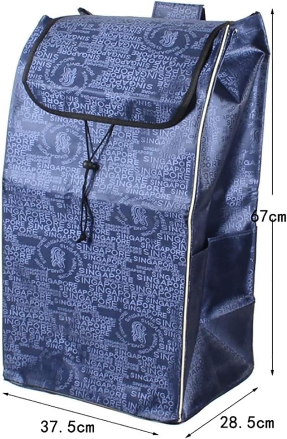 Ersatz-einkaufswagentasche 72l, Wasserdichtes Oxford-gewebe Mit Seitentasche, Ersatz-trolleytasche, 37,5×28,5×67cm (1/2 Stück)