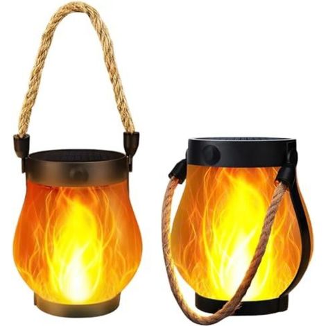 Solar-flammenlampen Für Den Außenbereich (2er-set), Solarlaternen Mit Flammeneffekt, 1500 Mah, Wiederaufladbar, Ipx4, Ideal Für Den Einsatz Im Freien, Auf Der Terrasse, Dem Patio Oder