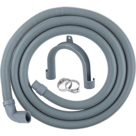 Ablaufschlauch Für Waschmaschine 2,50 M Abflussschlauch Für Waschmaschinen Und Geschirrspüler, Schlauchverlängerung Inklusive Halterung Und Klemmschellen (ellbogen, Innendurchmesser 20 Mm)