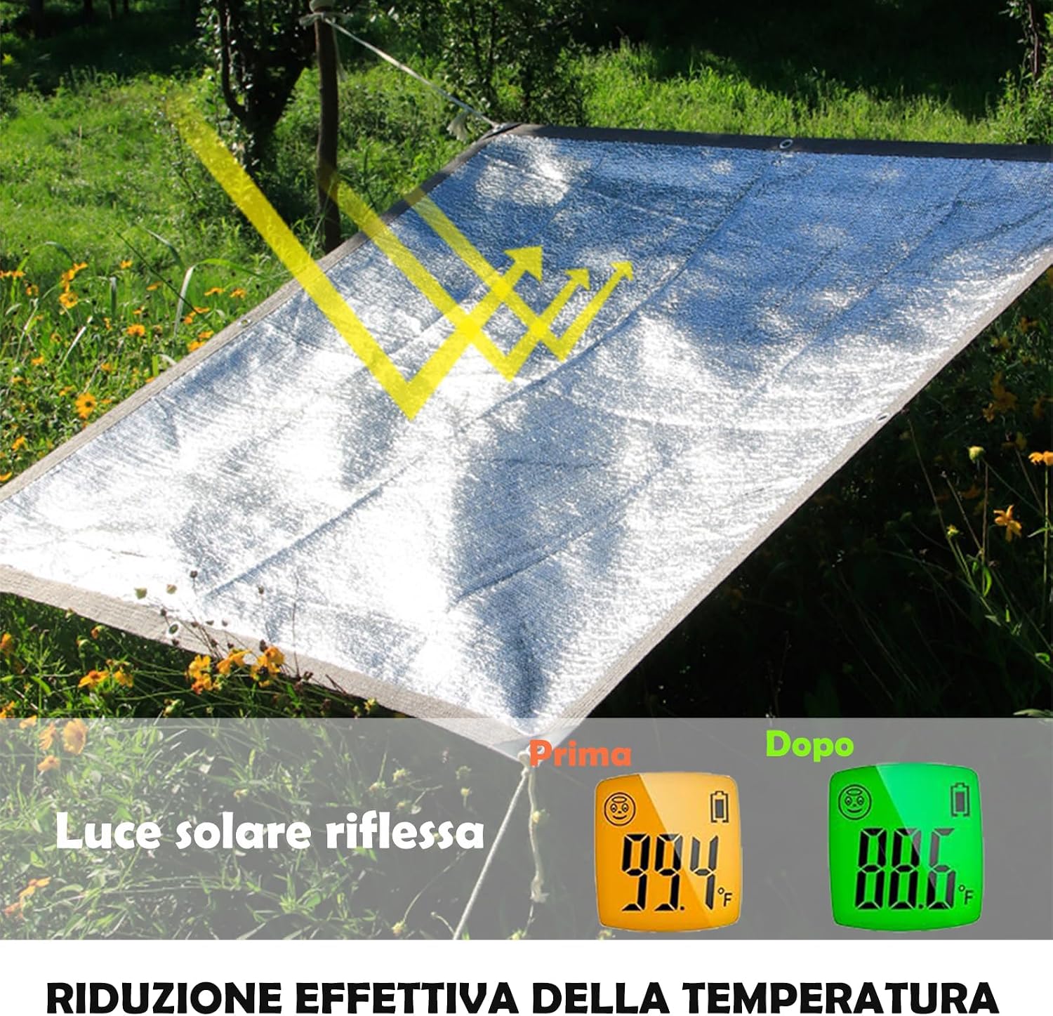 2 X 2 M Großes Aluminium-schattierungsnetz, 75–80 % Kühlung, Sonnenschutz Aus Aluminium Für Den Außenbereich Mit Ösen Für Gartenpflanzen