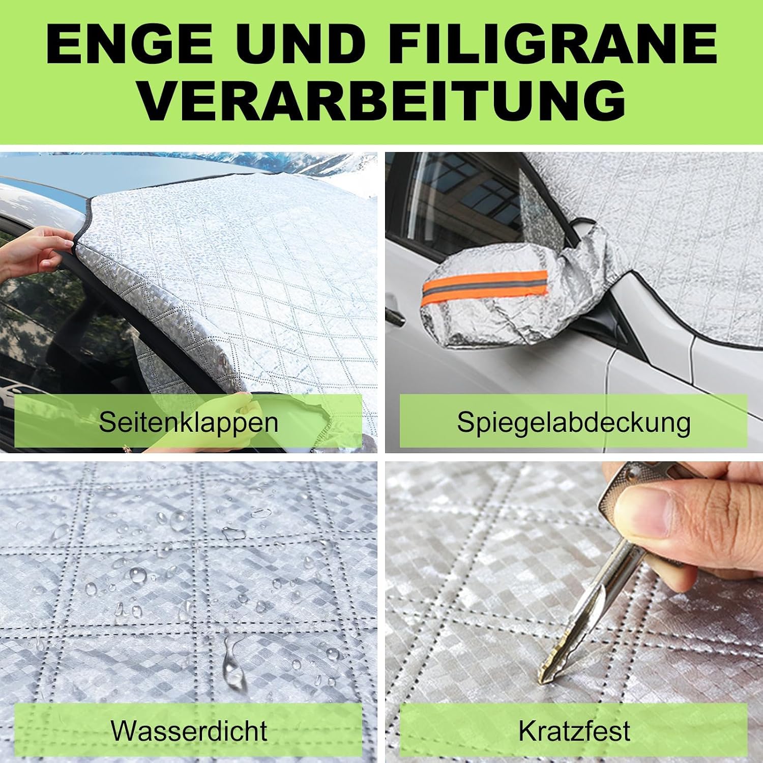 Windschutzscheibe, Auto-windschutzscheibenschutz, Extra Dicke Winter-windschutzscheibe Mit 2 Spiegelschutzfolien, Faltbar, Schutzfolie Gegen Frost, Schnee, Eis Und Sonne.