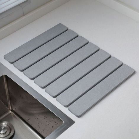 Abtropfmatte Für Geschirr, 40 X 30 Cm, Wasseraufnehmende Kieselgur-matte Für Die Küche, Faltbar, Schnell Trocknende Abtropfmatte Aus Stein Für Geschirr, Flaschen Und Tassen, Geeignet Für