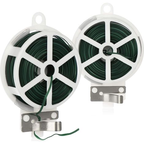 Végétal Vert 2x 50 Meter - Ummanteltes Gartenspanndraht - Pflanzenbindedraht Mit Drahtschneider - Pflanzensupport (050m - 2 Stück)