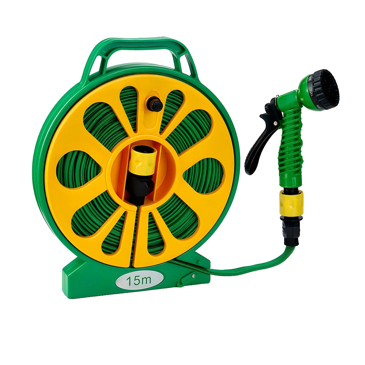 Wasser Schlauch, 15m Länge, Pvc Innenschlauch, 5 Sprühdüsenmuster, Kompatibel Mit 1/2 Zoll Und 3/4 Zoll Wasserhähnen, Langlebige Abs-drehscheibe