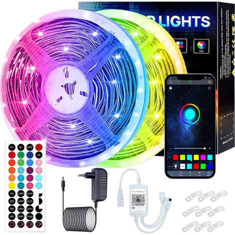 20m Rgb Led-streifen-kit, Bluetooth-app-steuerung Mit 44 Tasten, Smd 5050, 12v, Mehrfarbig