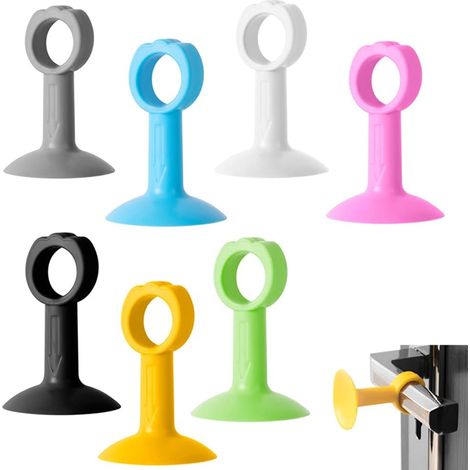 7-teiliges Set Aus Silikon-türgriff-antikollisionspuffern Zum Schutz Der Wand. Leise Saugnapf-türstopper Mit Türgriff (7 Farben)