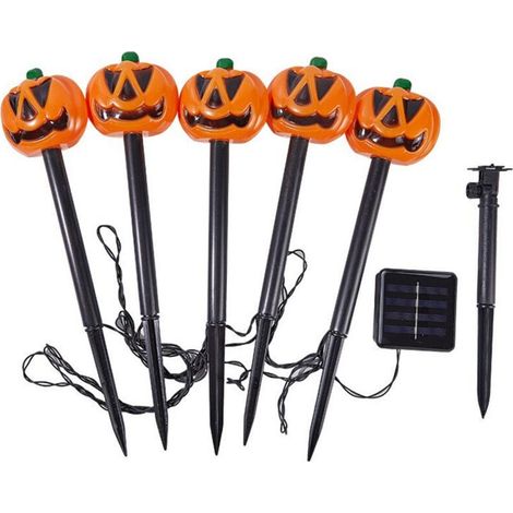 5er-set Solar-kürbislampen Zur Halloween-dekoration, Halloween-gartendeko, Solar-kürbislampen, Halloween-wegbeleuchtung, Außenbereich, Wetterfest