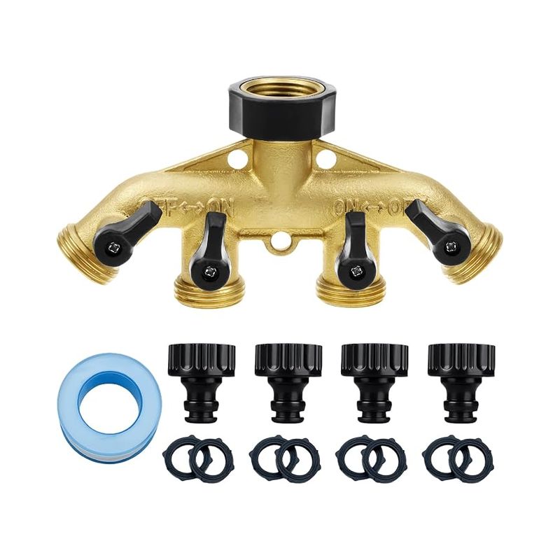 4-wege-verteiler Mit 4 Anschlüssen, 4-wege-schlauchverteiler-adapter, 4-wege-schlauchtrenner Für Gartenbewässerung, 3/4-zoll-anschluss, Küchenwaschmaschine