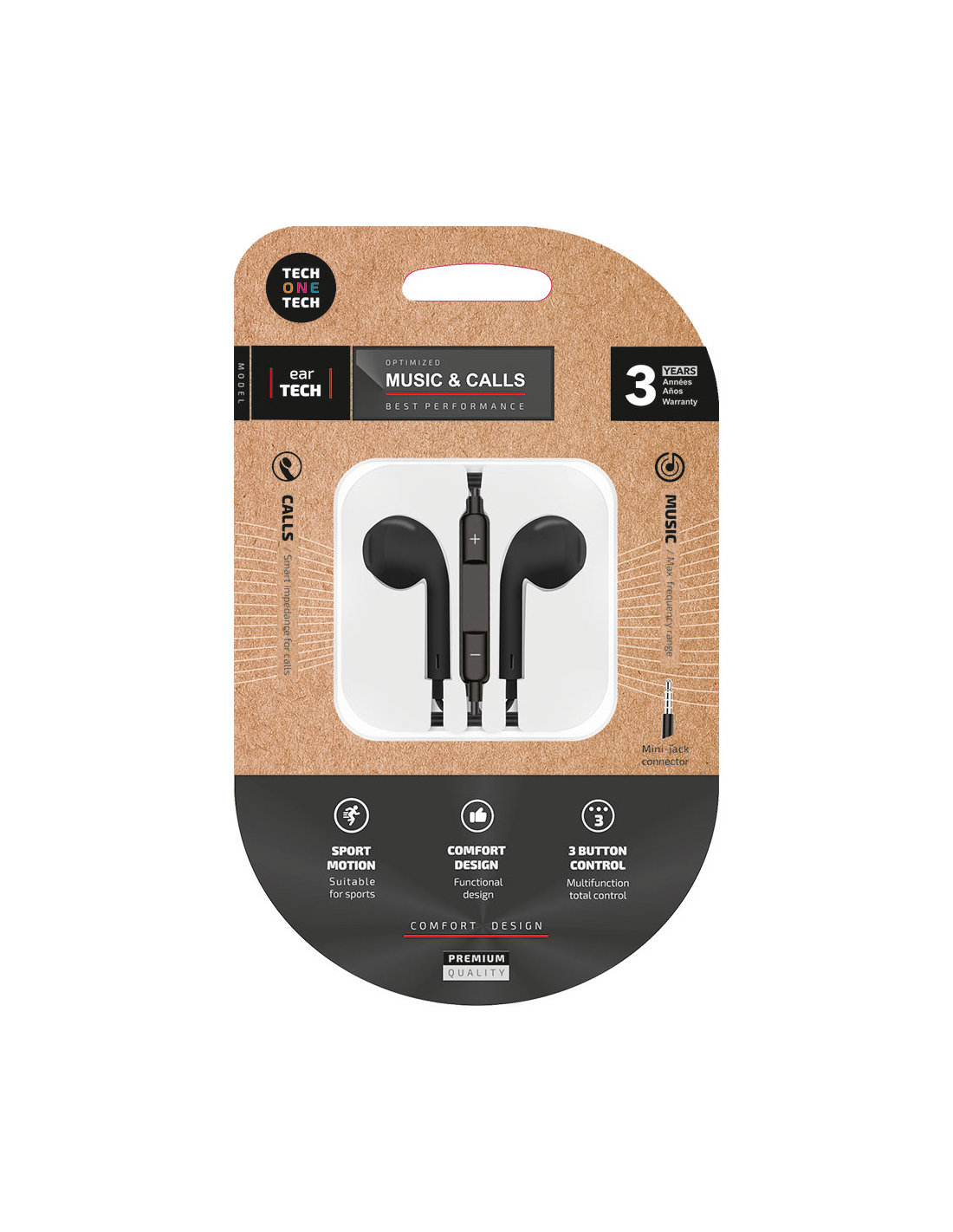 Casque Eartech Noir Mini-jack Protection Auditive Et Communication - Tech One Tech