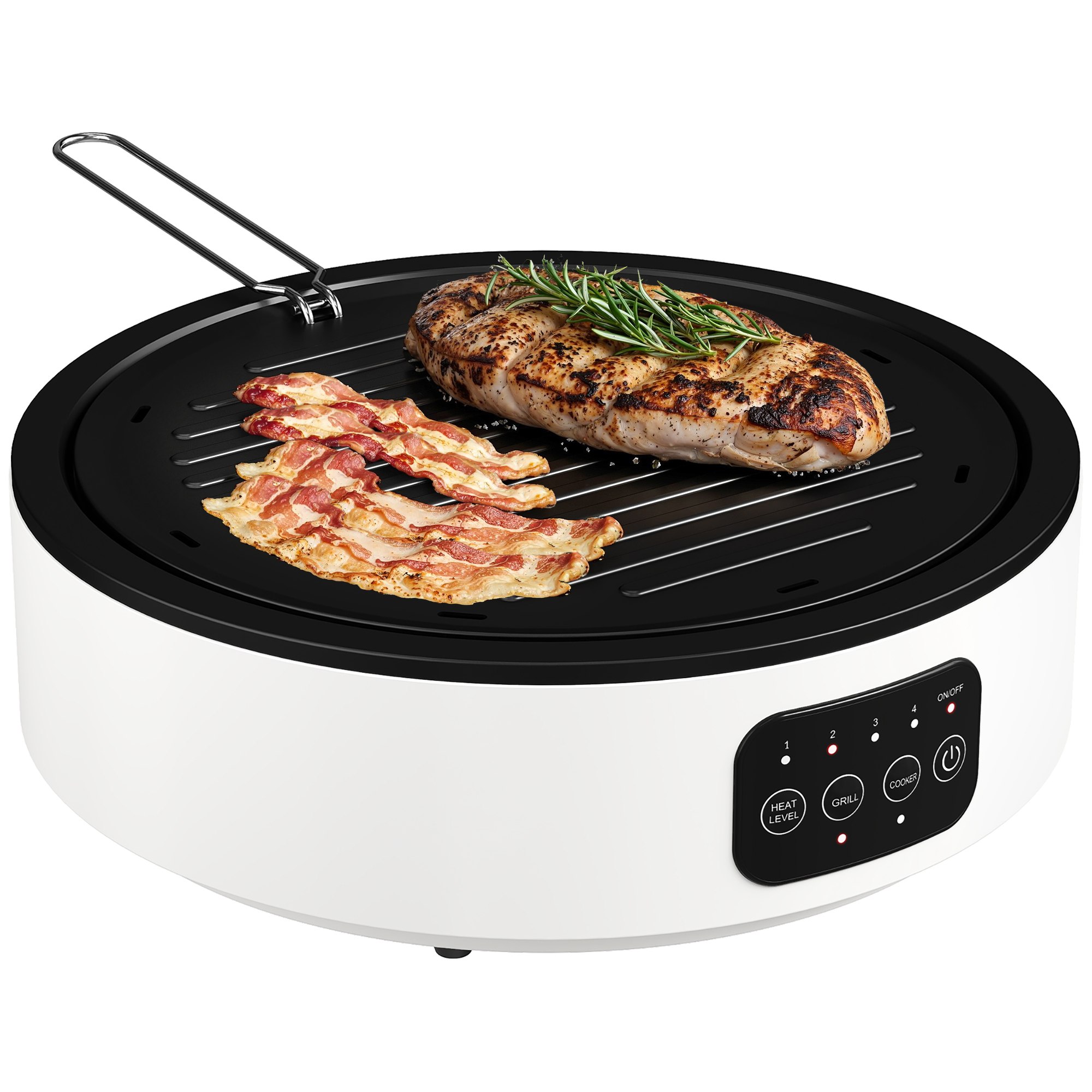 Infrarot-einzelkochplatte 2000w, Touch-bedienung, Grillrost Ø30cm, Für Alle Topfarten