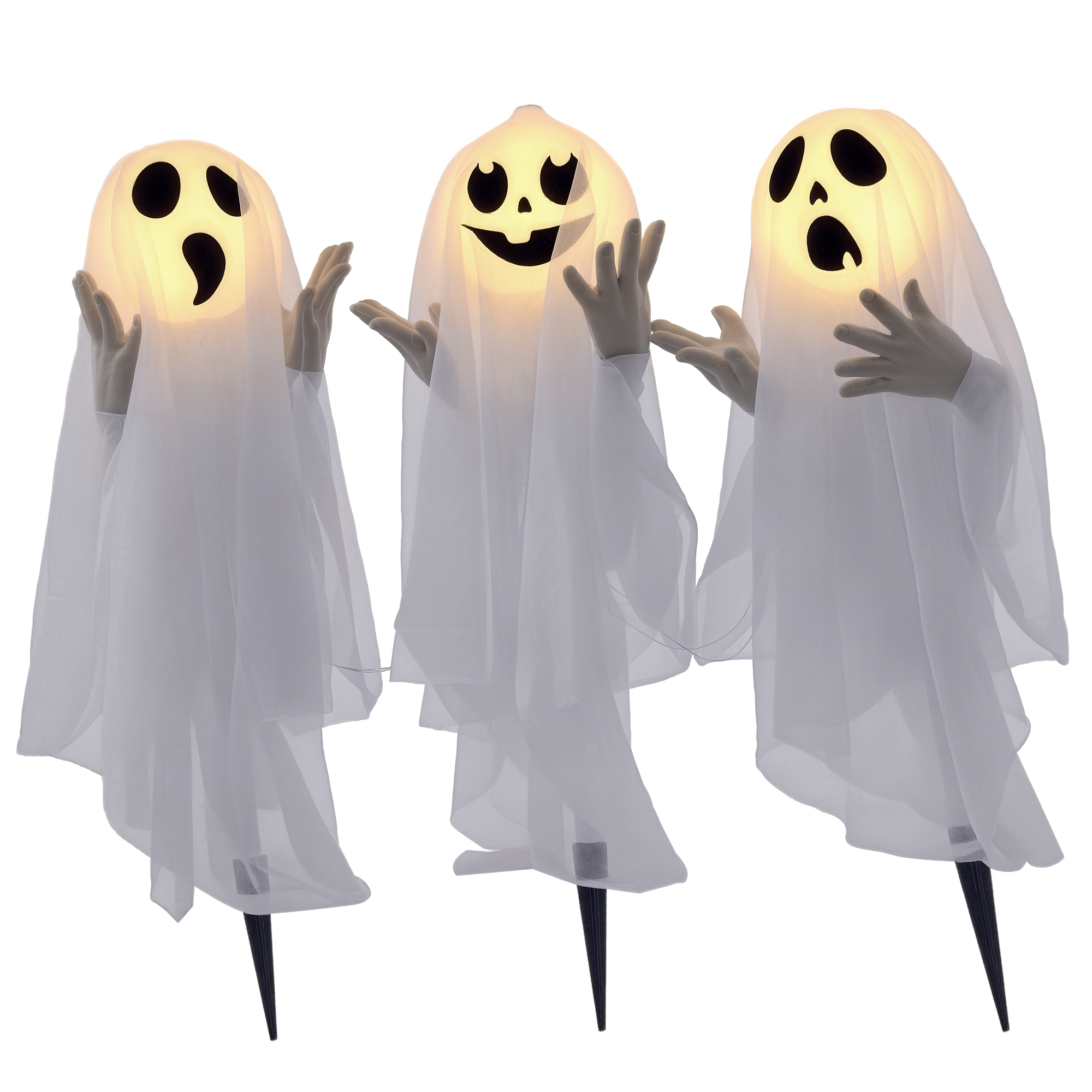 Halloweendekoration, 3 Leuchtende Geister, Bewegungssensor, , Weiß Homaire 54x10x60 Cm - Weiß