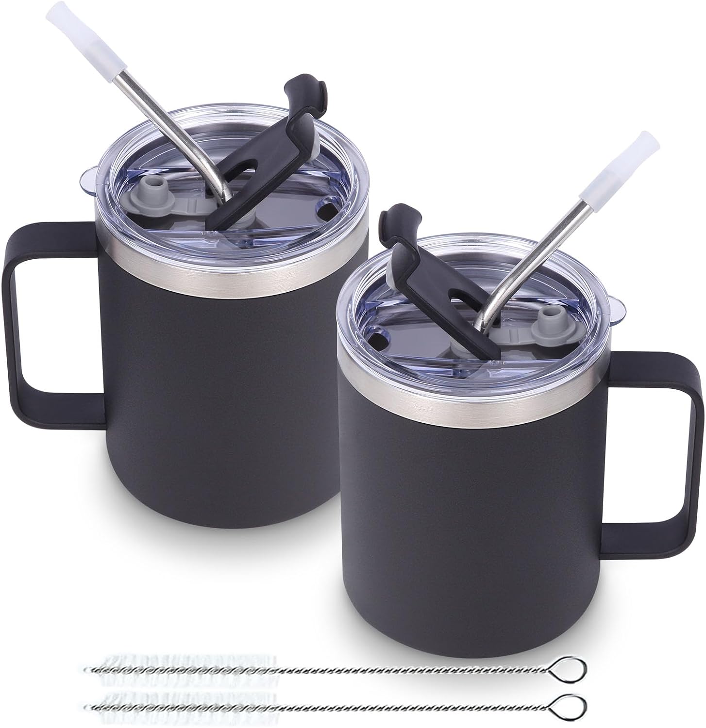 Isolierbecher – 2er-set – Edelstahl – Doppelwandig – Für Reisen Und Büro – 355 Ml