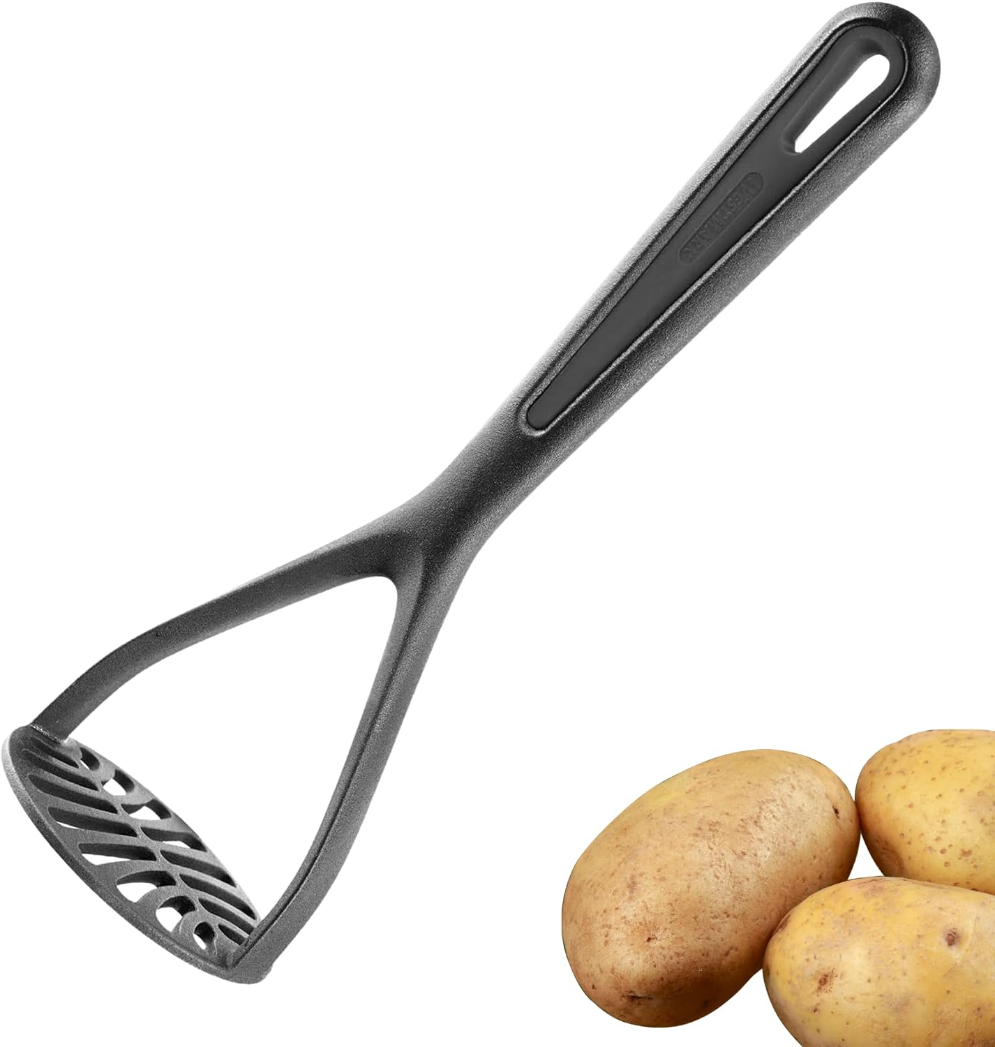 Kartoffelstampfer – 1 Stück – Schwarzer Kunststoff – Ergonomisch – Für Kartoffeln Und Gemüse – 27,5 Cm