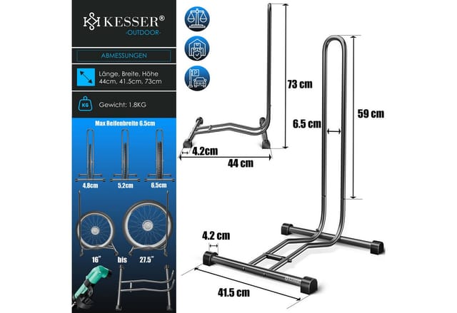 Kesser® Fahrradständer, Freistehend, Bis 65 Mm - Anthrazit, 1er Set
