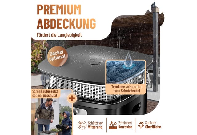 Kesser® Gas-feuerstelle Aura, 18 Kw, 360° Wärmeverteilung, Ip54 - Schwarz, Classic