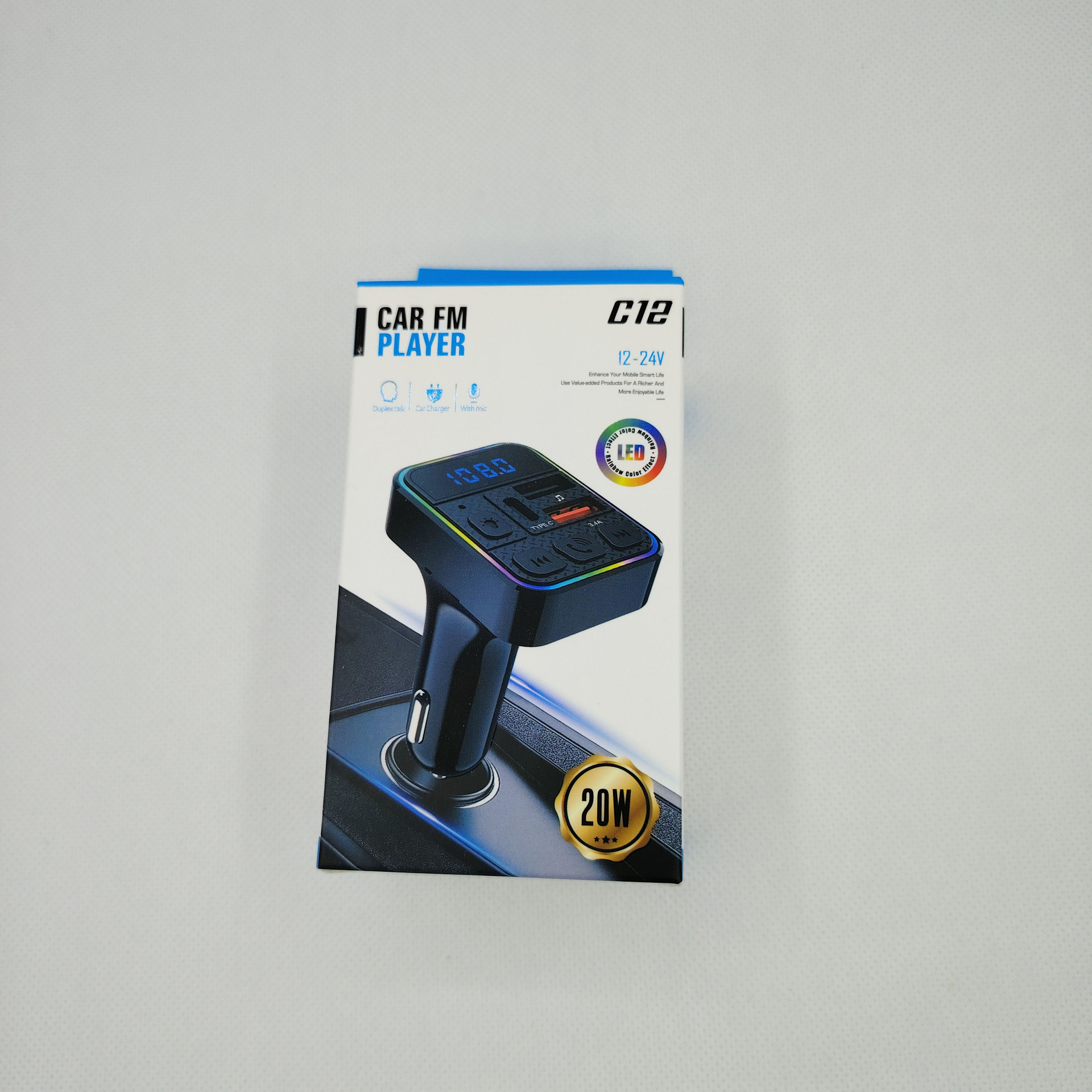 C12 Auto-mp3-player, Kabelloses Bluetooth V5.4, Dual-schnittstelle (handyladegerät, Usb-stick, Tf-karte), Spielt Musik Ab -- C12 Farbbox, Gut Verpackt.