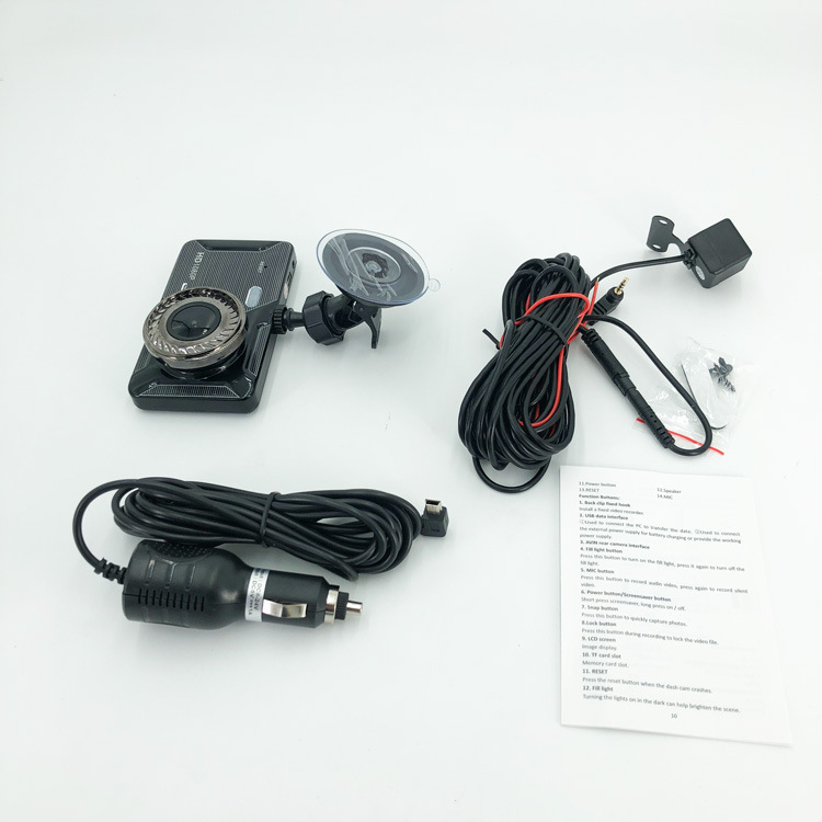 Neue 1080p-dual-objektiv-autokamera Mit 4-zoll-ips-touchscreen Und Integrierter Cardvr-karte
