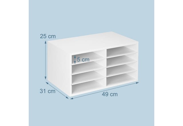 Relaxdays Dokumentenablage Bambus, Din A4, 8 Fächer, Büro, Home Office, Hxbxt: 25x49x31 Cm, Schreibtisch Organizer, Weiß