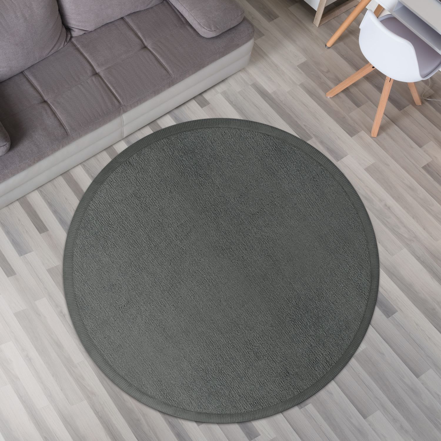 Krabbelmatte Babyzimmer Teppich Spielmatte Kinder Unifarben Rutschfest Flauschig 200 Cm X 200 Cm X 24 Mm Anthrazit Rund