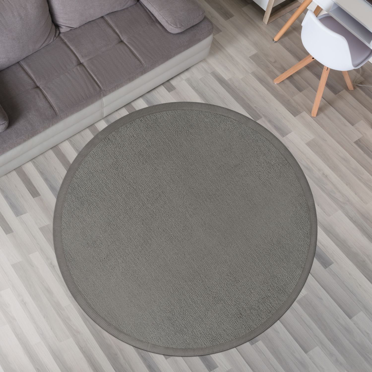 Krabbelmatte Babyzimmer Teppich Spielmatte Kinder Unifarben Rutschfest Flauschig 200 Cm X 200 Cm X 24 Mm Grau Rund