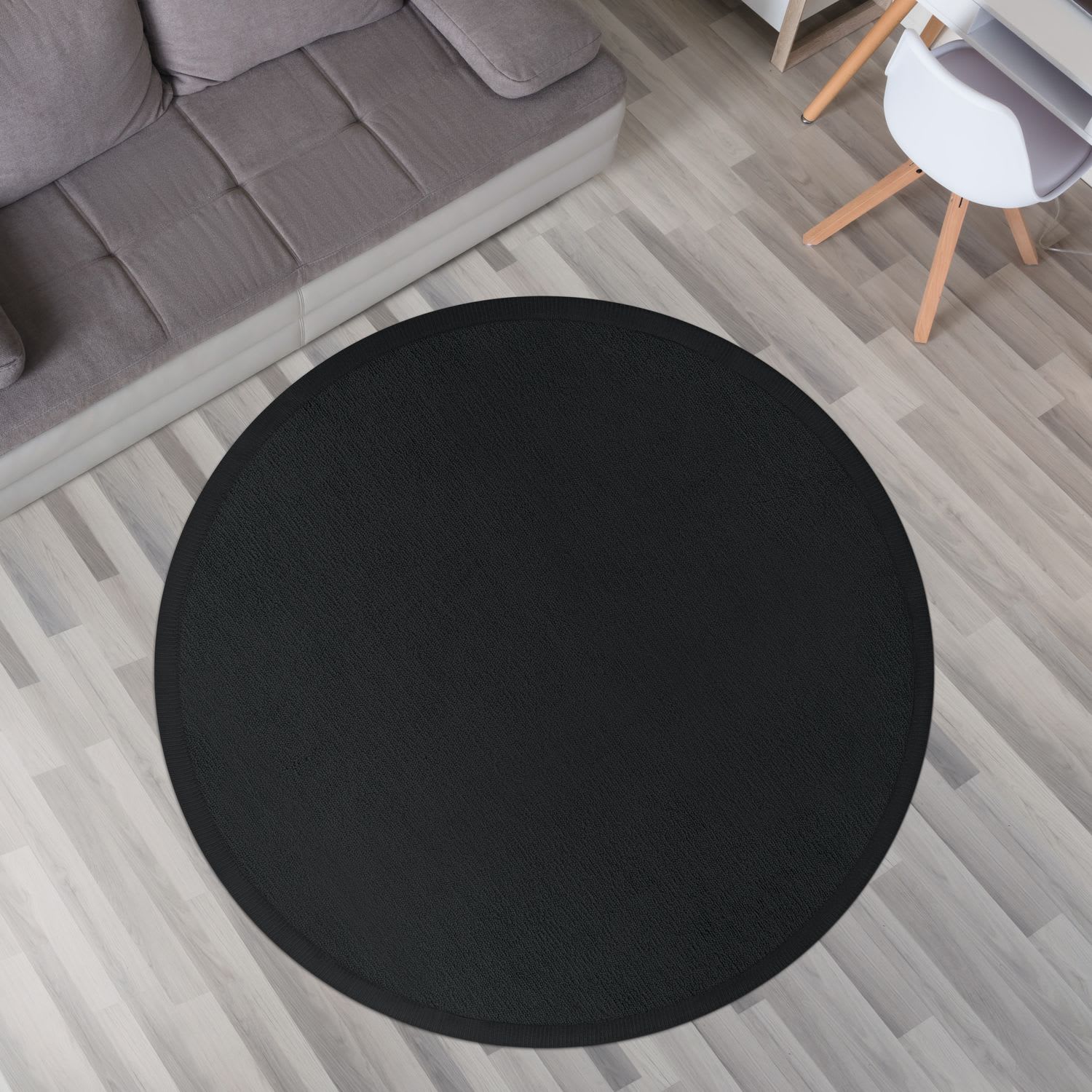 Krabbelmatte Babyzimmer Teppich Spielmatte Kinder Unifarben Rutschfest Flauschig 200 Cm X 200 Cm X 24 Mm Schwarz Rund