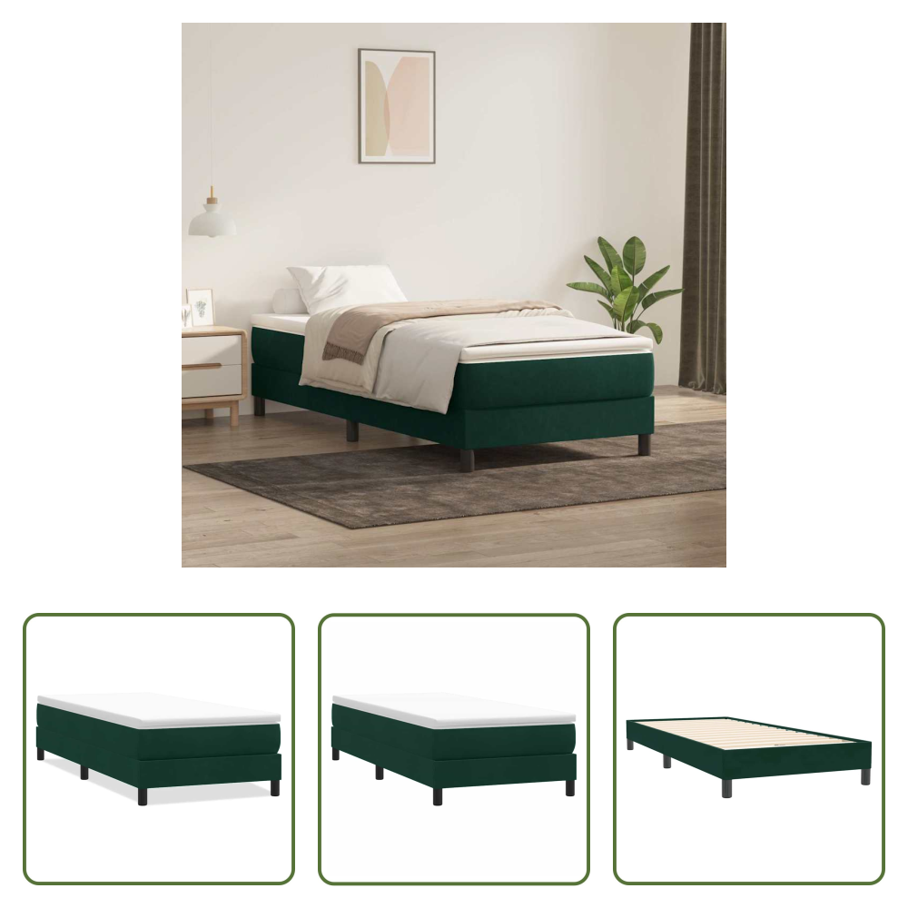 Vidaxl Matratze - Boxspringbett Ohne Matratze Dunkelgrün 100x220 Cm Samt