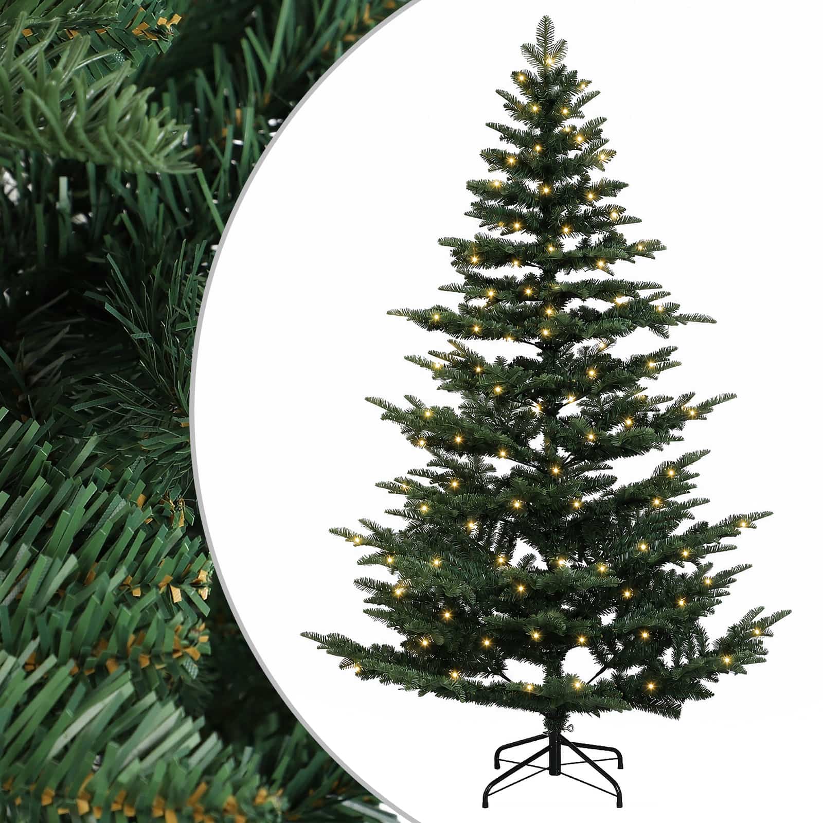 Vidaxl Artificial Hinged Christmas Tree 210 Cm 300 Leds Warm White