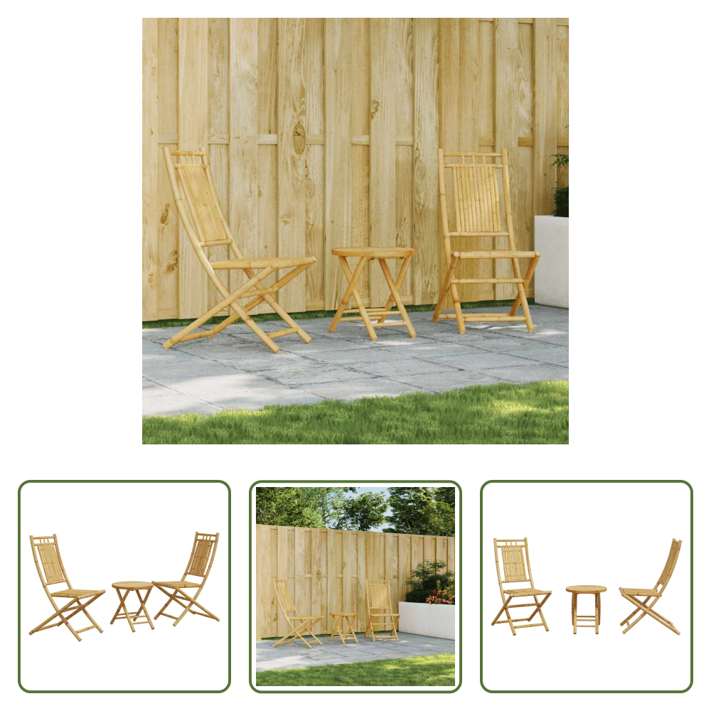 Bambusbistro - 3-tlg. Bistro-set Bambus