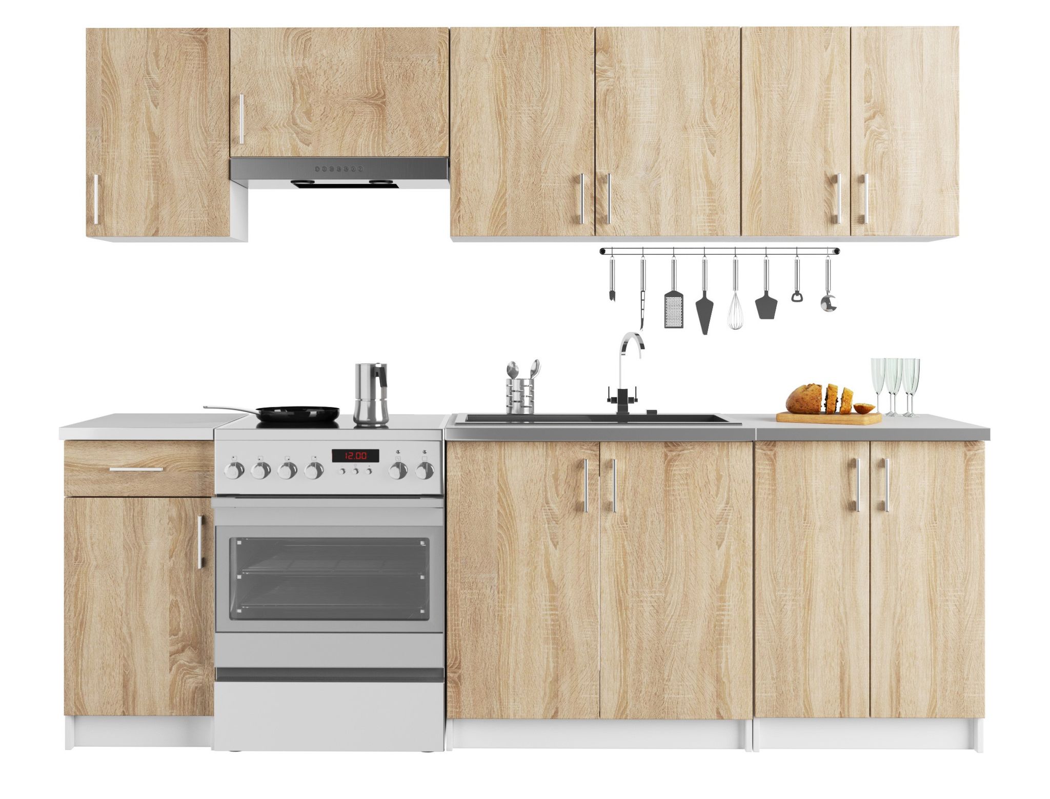 Küchenmöbel-set 240 Cm Eiche Sonoma Matt Mit Arbeitsplatte Kollektion Lima Raumhirsch
