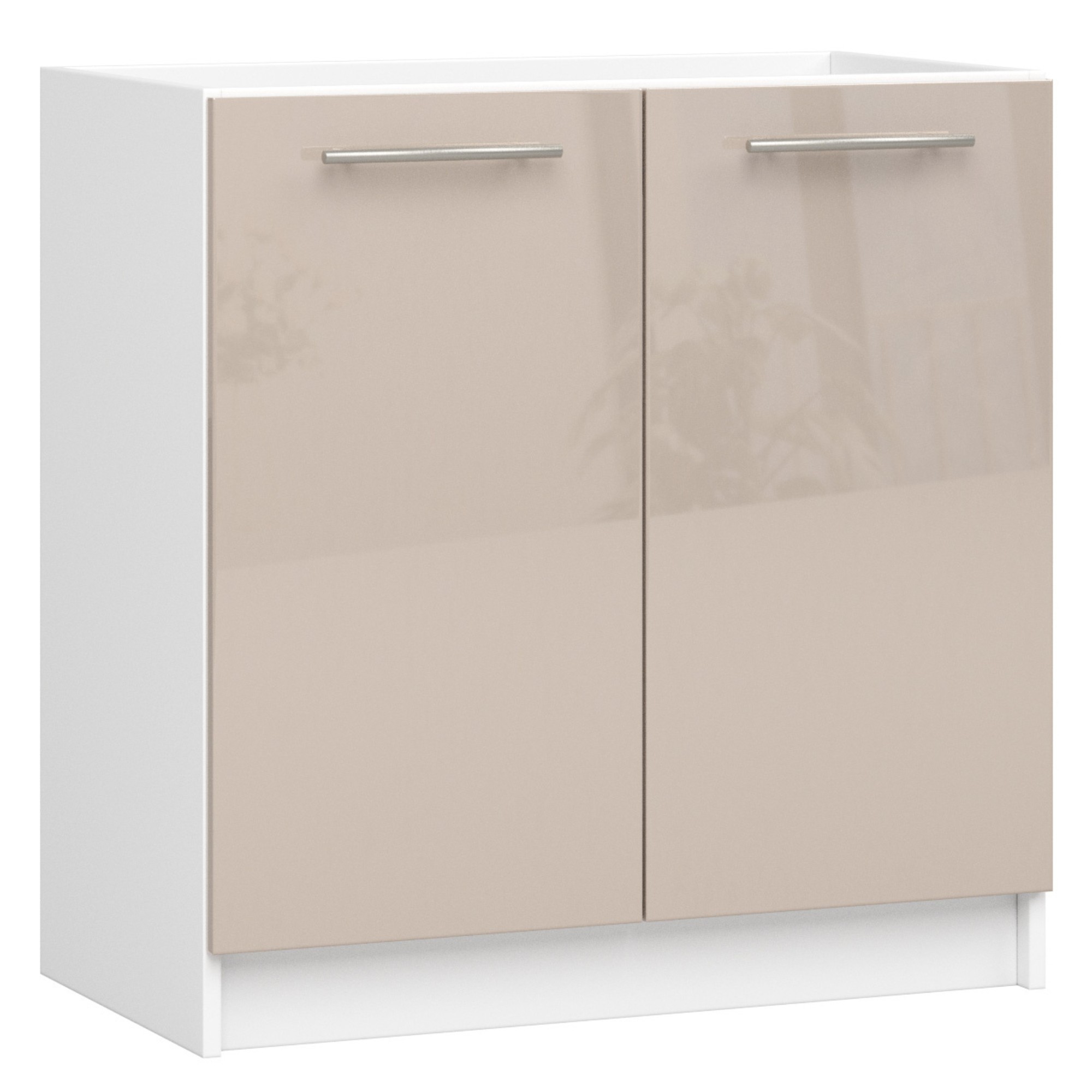 Spülenunterschrank 80 Cm Cappuccino / Weiß Hochglanz 2 Türen Kollektion Oliwia Raumhirsch