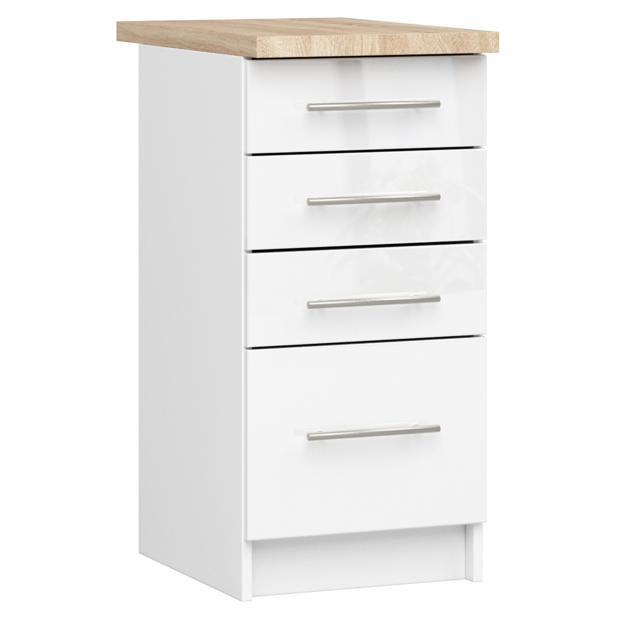 Küchenunterschrank Mit Schubladen 40 Cm Weiß Hochglanz Mit Arbeitsplatte 4 Schubladen Kollektion Oliwia Raumhirsch
