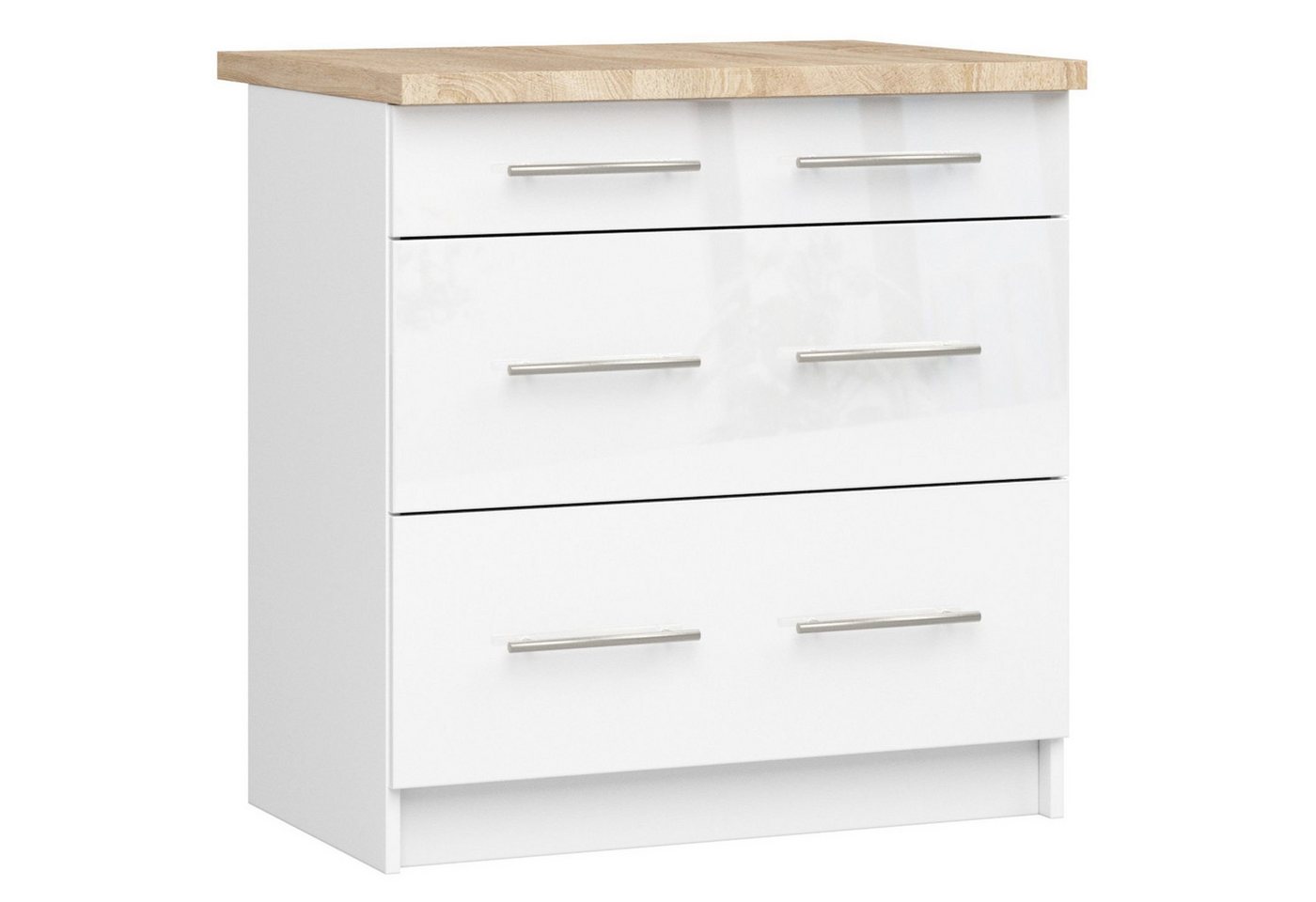 Küchenunterschrank Mit Schubladen 60 Cm Weiß / Hochglanz Mit Arbeitsplatte Soft-close 3 Schubladen Kollektion Oliwia Raumhirsch Bild 5