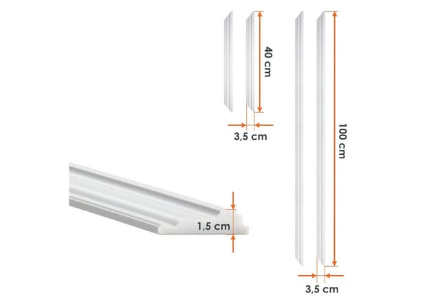 Zierleisten Set 4-teilig Aus Polystyrol Weiß Vorgeschnitten - Für 100 X 40 Cm - Stuckleiste 4 Stück Für Wand Und Deckendekoration