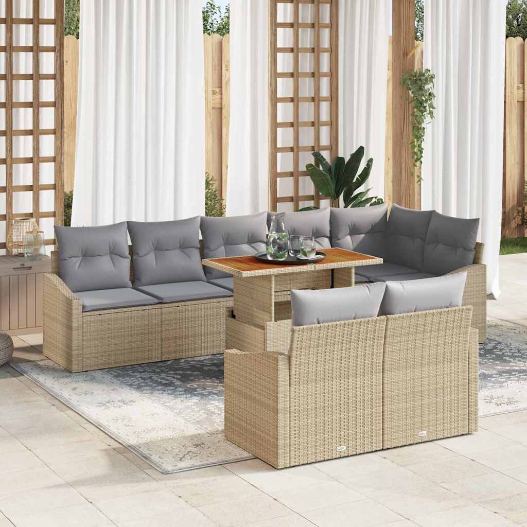 Vidaxl Ensemble De Canapé De Jardin Avec Coussin 9 Pcs Beige Et Gris