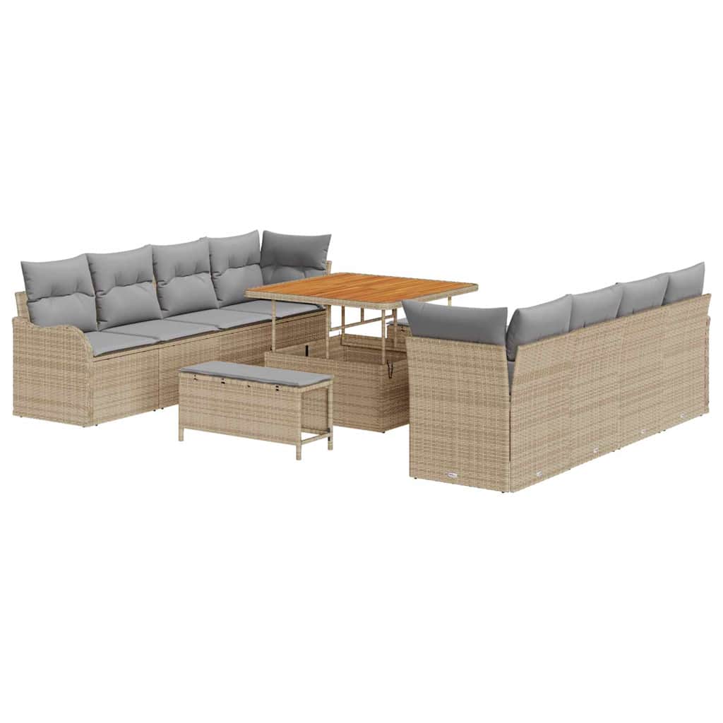 Vidaxl Außensofa - Garten-sofa-set Mit Kissen Mit Kissen 11 Pcs Beige Und Hellgrau