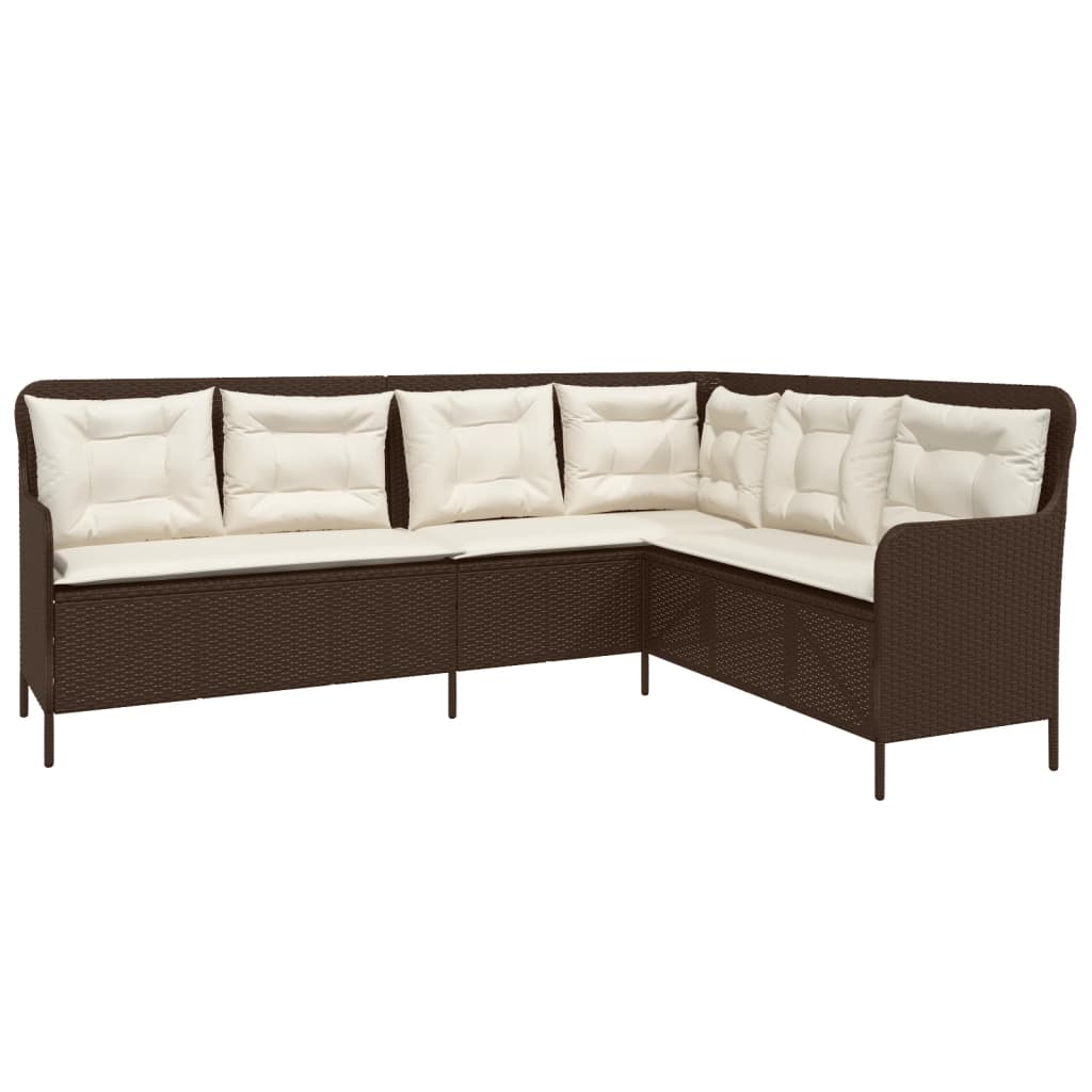 Vidaxl Rattan - Gartensofa In L-form Mit Kissen Braun Poly Rattan